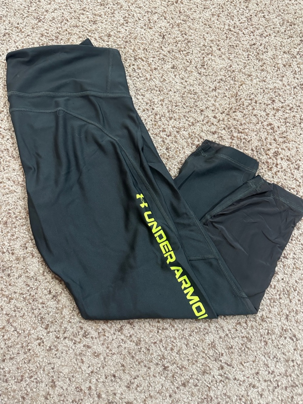 Under Armour Black Leggings with Neon Yellow Branding